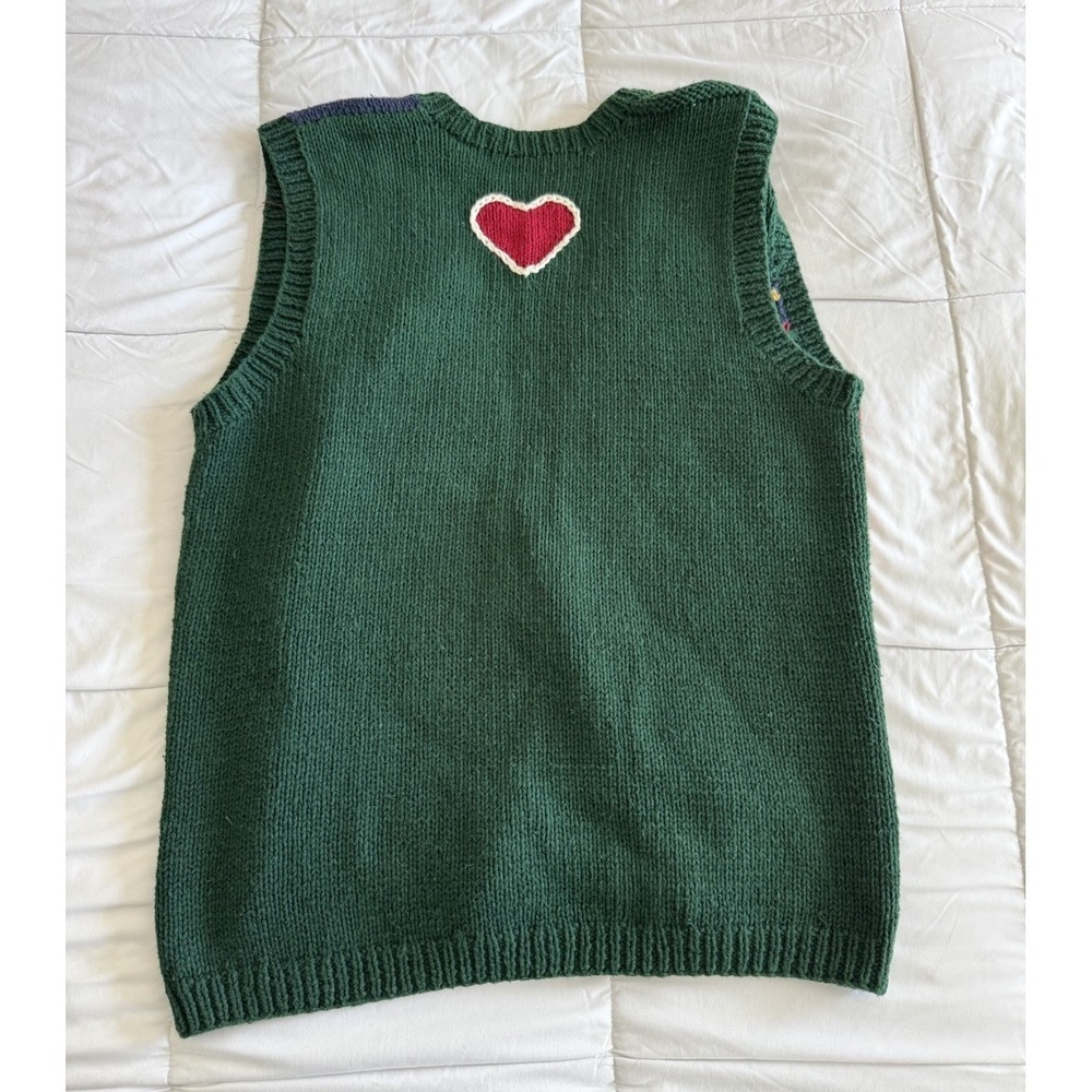 Karen Scott Handknitted Vintage Sweater Vest Large Teddy Bears Hearts Plaid - Picture 5 of 7